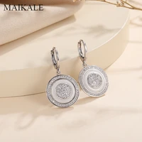 maikale luxury four color round circle ceramic earrings for women aaa zirconia cz drop earrings wedding party exquisite jewelry
