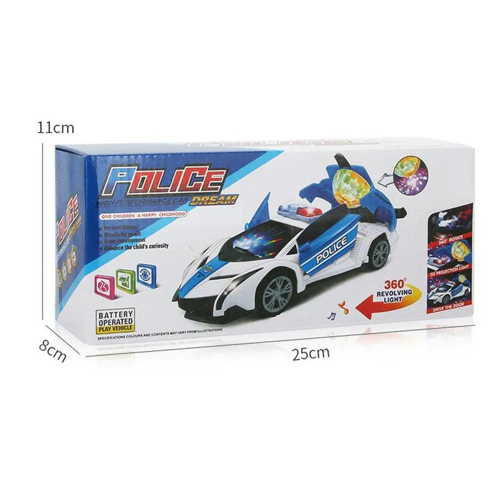

360 Degree Rotary Wheel Cool Lighting Music Kids Electronic Policeing Car Toy Electric Ride On Music Car With Led light Toy Gift