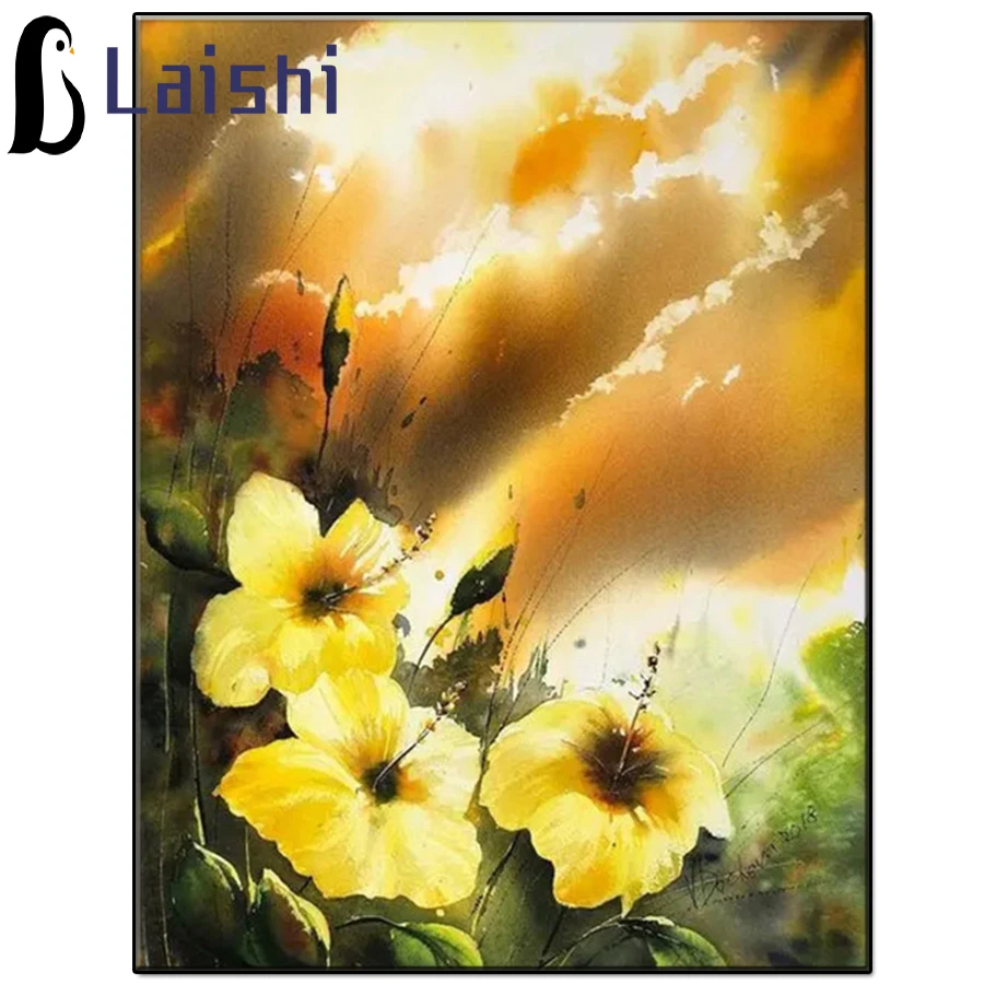 

Doodle yellow flower diamond embroidery Modern decor mosaic diamond painting Diamond embroidery full square/round drill,New gift