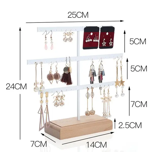 

2 Pcs Earring Jewelry Storage Rack 3-Layer 52-Hole Storage Box Hanger Necklace Display Stand Jewelry Stand Black + White