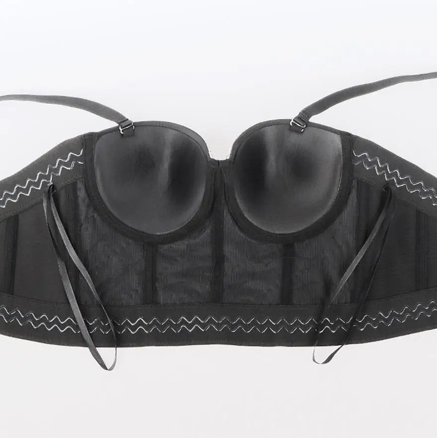 

Women's Rhinestone Bustier Black Cropped Top Corset Push Up Party Club Tank Top Bralette q780