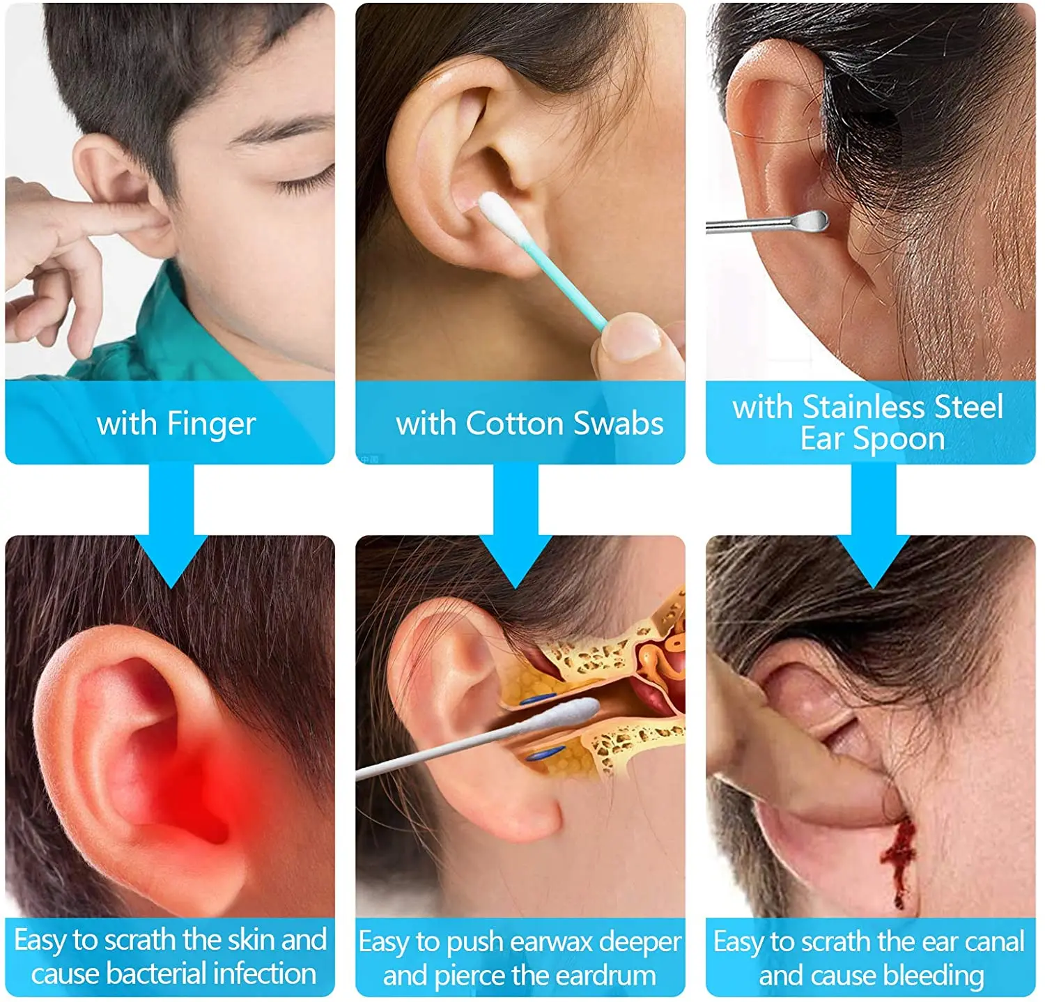 Умный ушной очиститель многофункциональный светящийся прибор для чистки ушей HD