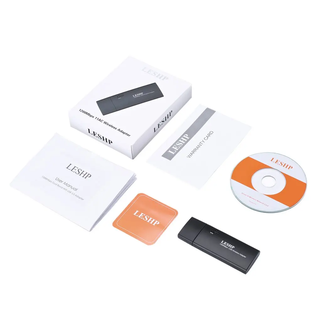 LESHP 1200Mbps 11AC Dual Band USB 3.0 Wireless Wi-Fi Network Adapter Wide Range Compatibility Quick Installation Black | Компьютеры и