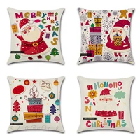 christmas cushion cover 18x18 inch red merry christmas printed farmhouse decorative linen pillowcase home decor