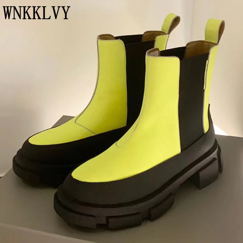 

Ankle boots women 2021 Autumn winter real leather flat Thick Bottom Fashion chelsea Boots All match British Style Short Boats