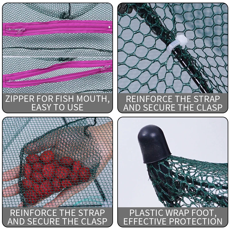 Усиленная Автоматическая рыболовная сеть с 2-16 отверстиями клетка для креветок