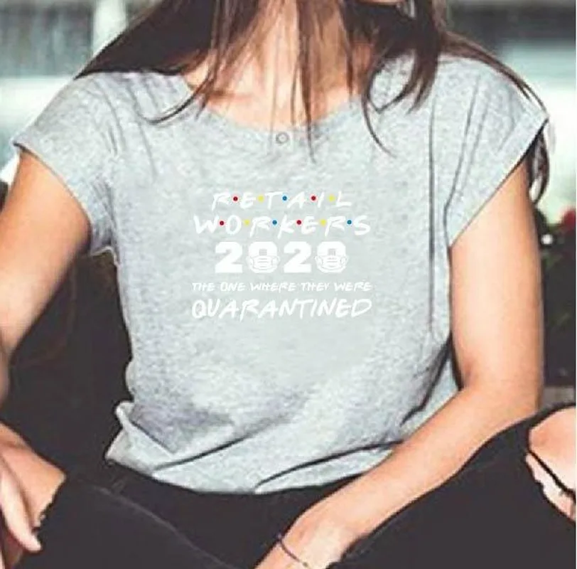 Розничных работников 2020 с буквенным принтом Футболка для женщин коротким