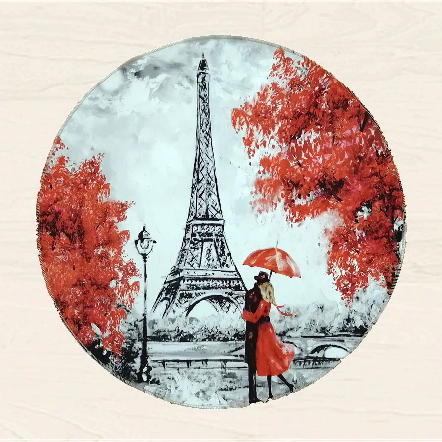 Романтический небольшой круглый ковер для гостиной розовый хлопковый с