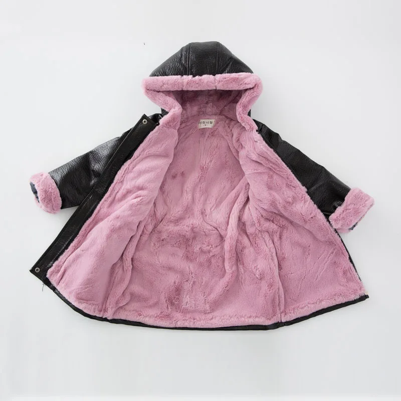 2019 Thick Warm Kids Leather Jacket Fleece Winter Baby Girl Coats Long Children Clothes Hoodie Girls Outerwear Teenage Snowsuits | Детская