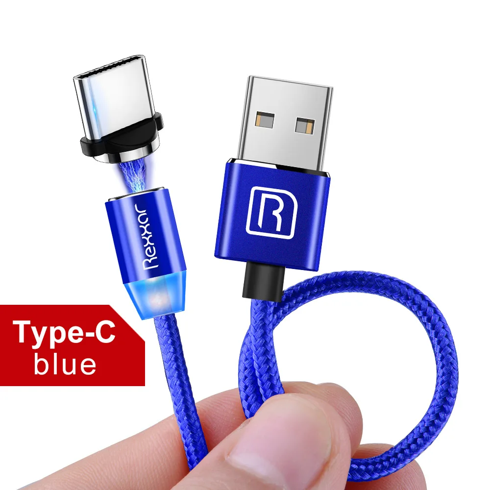 Blue Type C Kit Магнитный usb-кабель для быстрой зарядки, кабель USB type C, Магнитный зарядный кабель Micro usb, кабель для мобильного телефона, usb-шнур для iphone, samsung - Цвет: Blue Type C Kit
