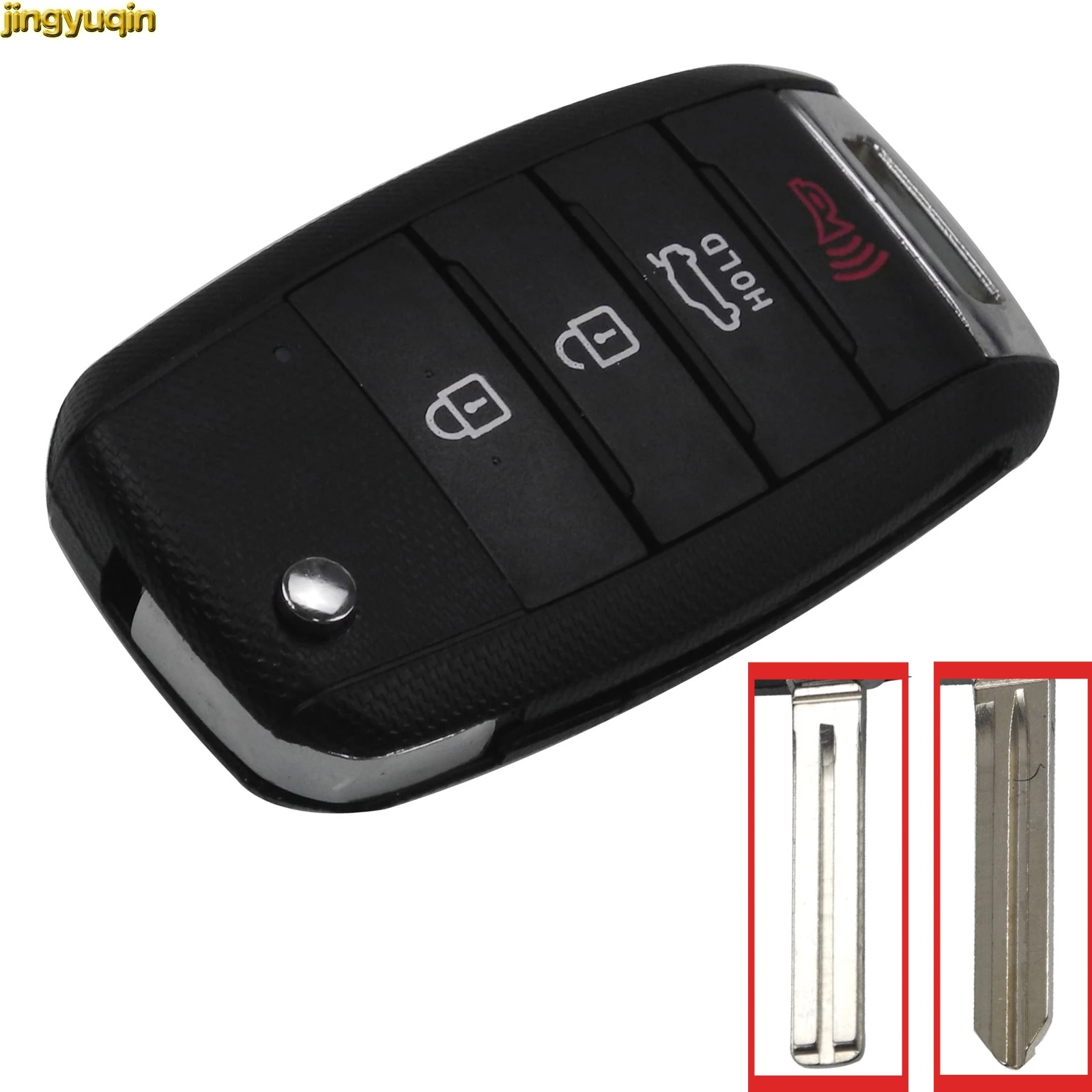 

jingyuqin for KIA Soul 2017 Carens Cerato Forte K3 K5 Car Fob Cover Housing Car-styling 4 Buttons Folding Flip Key Case Shell