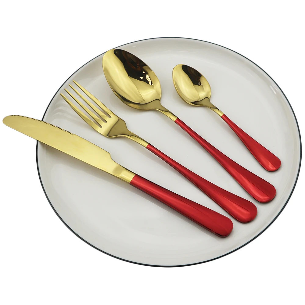 8 шт. набор посуды из красного золота 304 столовых приборов нержавеющей стали ножей