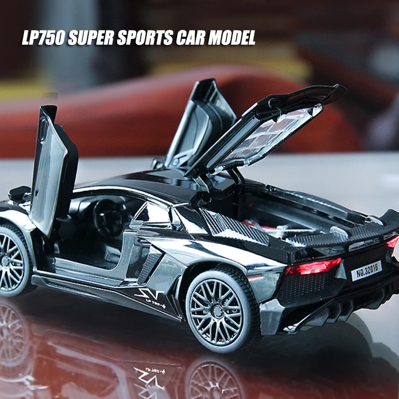 

Lamborghini LP750 Car Model Simulation Sound and Light Pull Back Alloy Car Model Sports Car Model Children's Toy Car Boy Racing