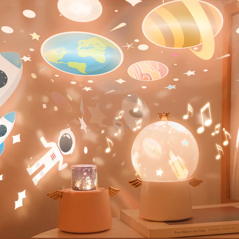 Ночной Светильник проектор звездного неба Луны Лампа музыкальная шкатулка Sky