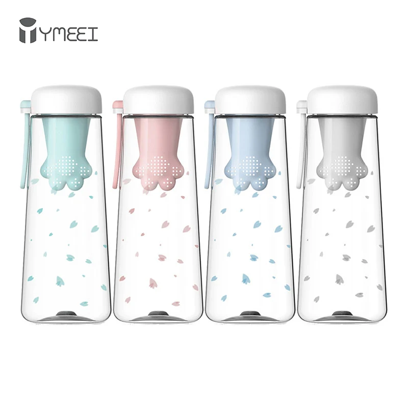 YMEEI милые бутылки для воды с кошачьими лапами пластиковые ситечком заваривания