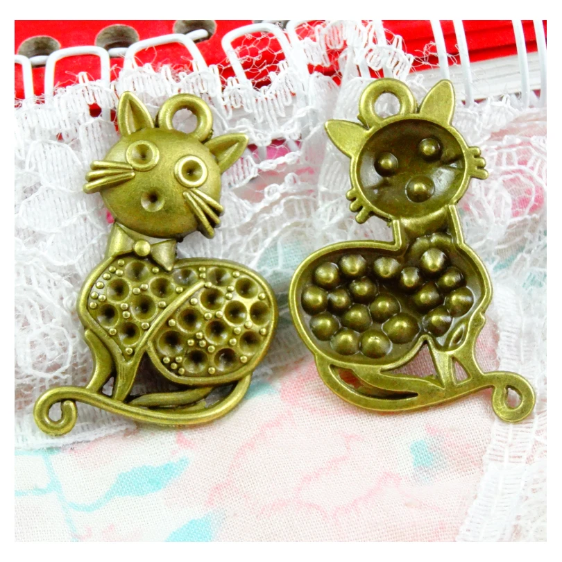 

20 штук 37*23 мм Античная бронзовая Винтаж Подвески в виде кошек "сделай сам" для изготовления ювелирных изделий Ремесла