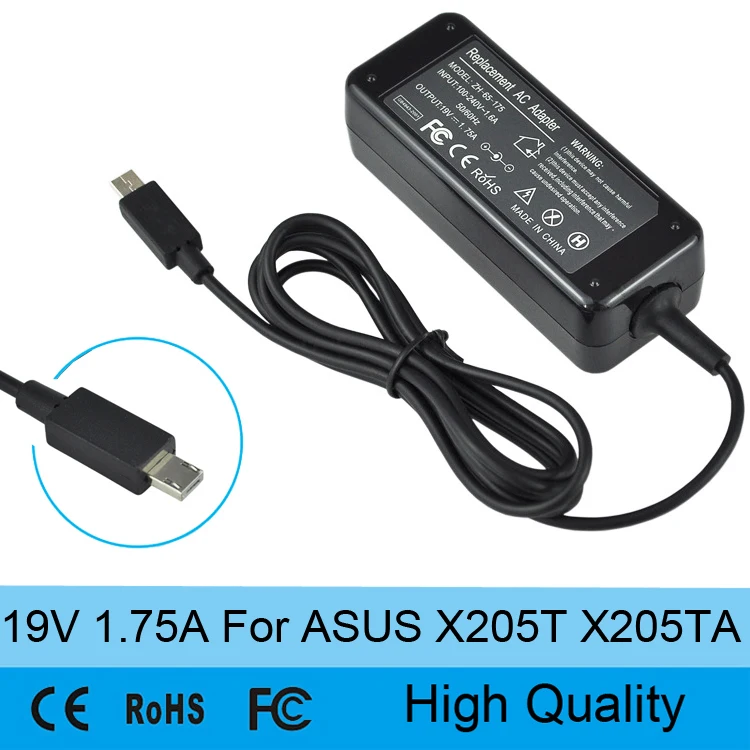 19V 1.75A 33W AC ноутбук питания кабель адаптер зарядное устройство для Asus Eeebook X205T X205TA