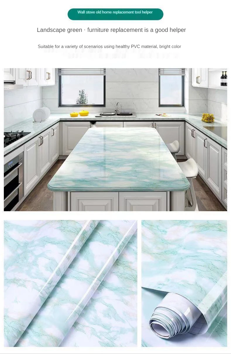 

Modern Kitchen Stickers Waterproof Oilproof Classic Marble Pattern Wall Protect Desktop One Piece Self-adhesive New