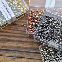 100pcs colorful round pearl head dressmaking pins needles stitch diy craft wedding corsage sewing positioning box sewing tools