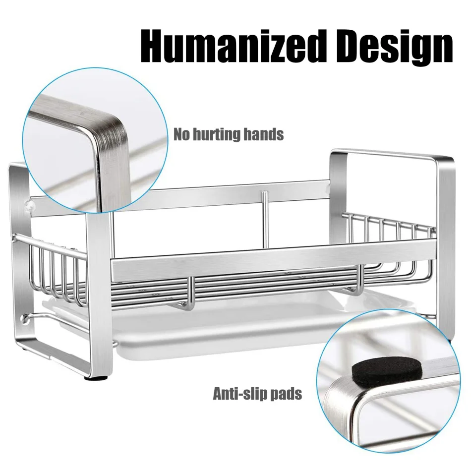 

Sponge Holder Soap Drain Storage Rack Kitchen Sink Organizer Rag Dishcloth Brush Holder Iron Shelf Bathroom Kitchen Organizer