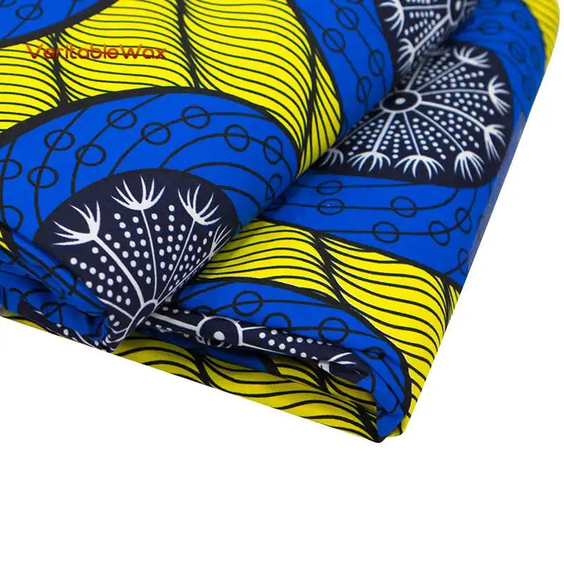 

2020 Ankara African Prints Batik Pagne Real Wax Fabric Circle Africa Sewing Wedding Dress Crafts Material 100% Polyester FP6314
