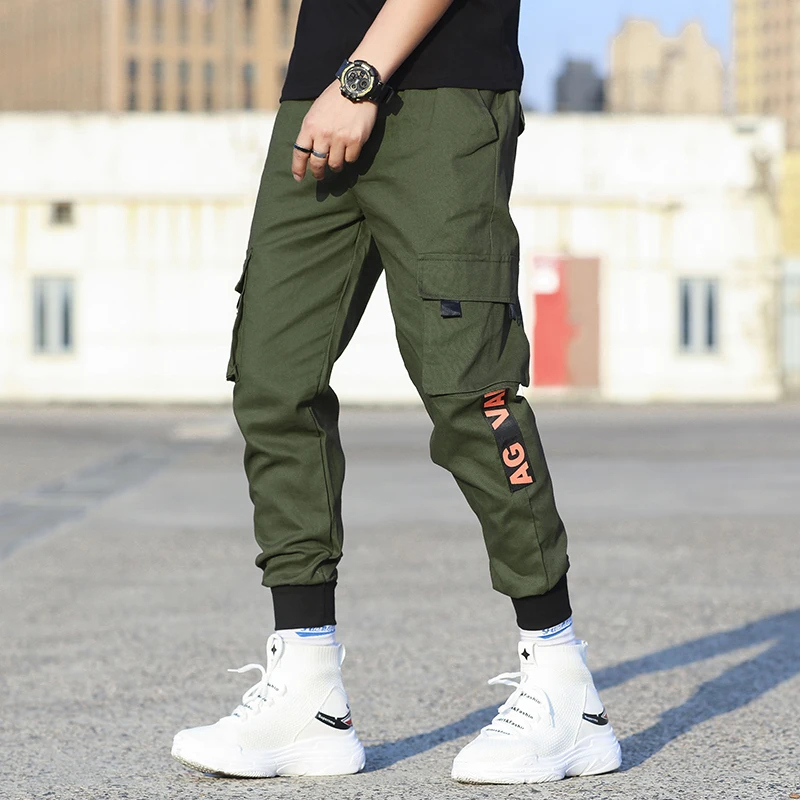 

Брюки мужские повседневные с эластичным поясом, модные штаны на молнии, с карманами, стиль сафари, для бега, спорта, отдыха, Длинные мужские, ...