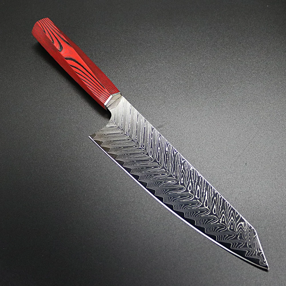 8 дюймов дамасский нож для G10 в виде восьмиугольника с ручкой шеф-повара Ножи