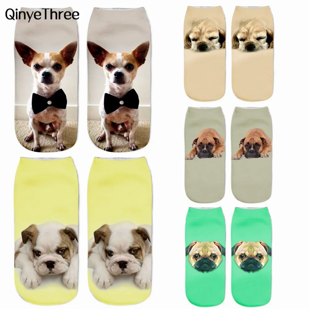 2018 3D Printi унисекс милые низкие носки до щиколотки Харадзюку С животным рисунком