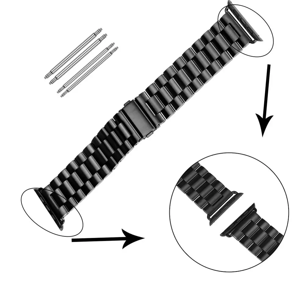 Черный ремешок для часов 38 мм 42 из нержавеющей стали|Ремешки часов| |