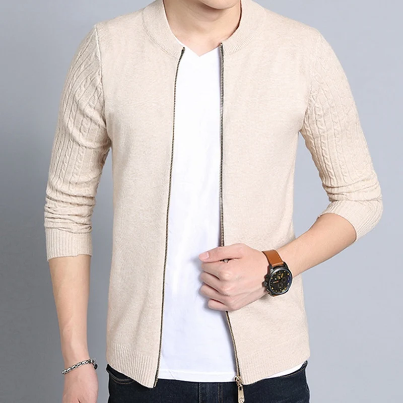 Men's Zipper Open Front Cardigan Sweater Jacket Style Sweaters Knitwear Warm Sweatercoat Cardigans Men Clothing J660