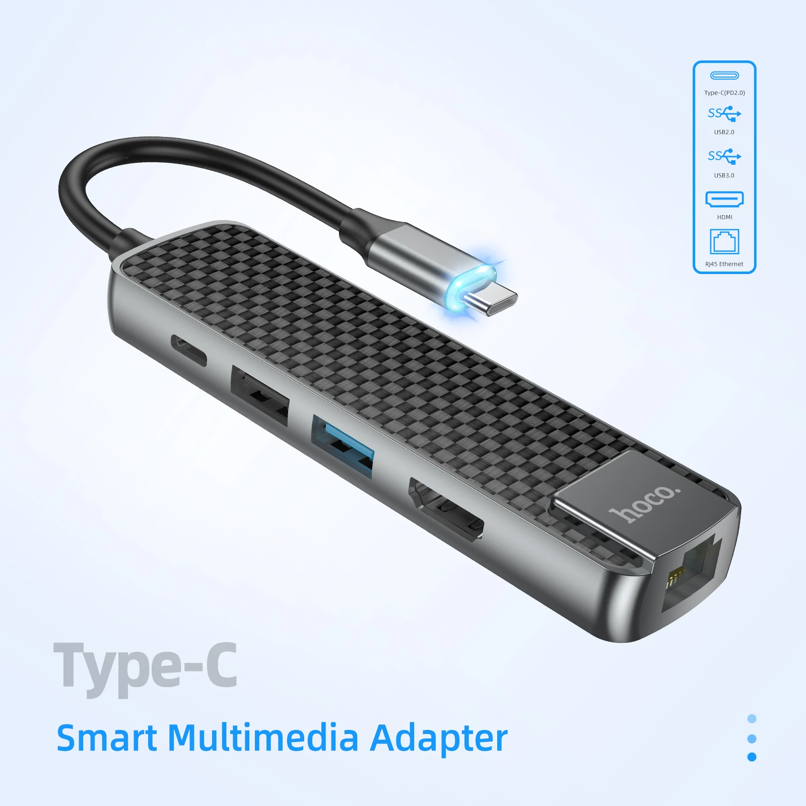 USB-концентратор HOCO 4K 30 Гц Тип C к HDMI 2 0 RJ45 USB 3 PD 60 Вт адаптер для Macbook Air Pro iPad M1