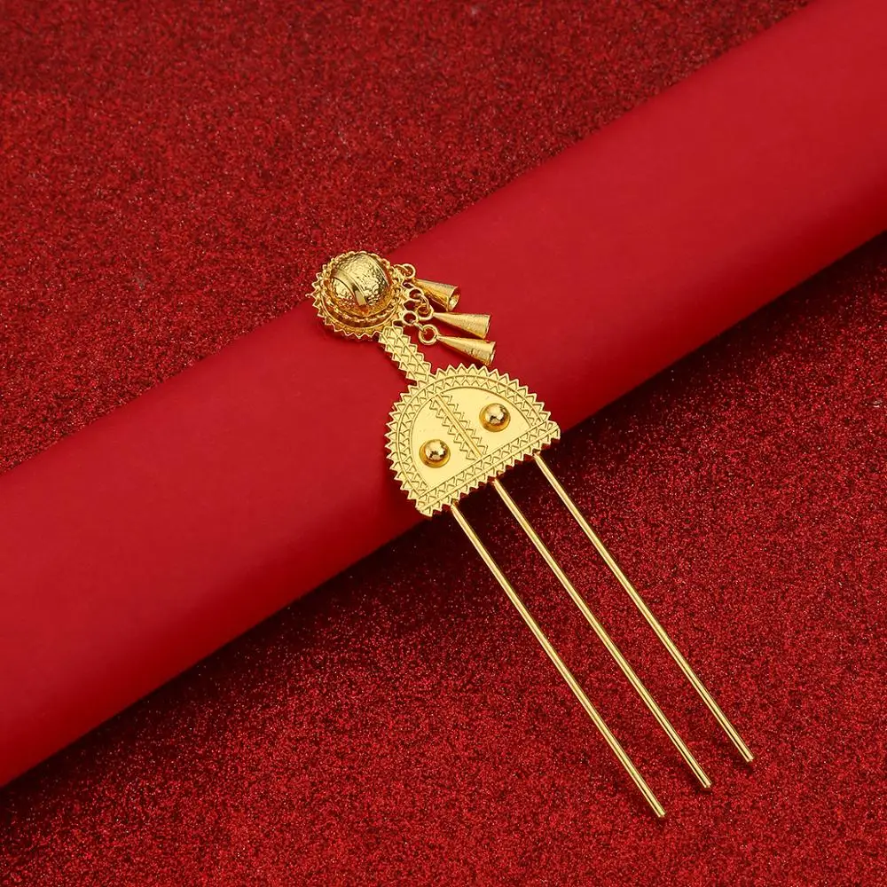 Эфиопское ювелирное изделие в виде заколки золотистого цвета Эфиопский гребень