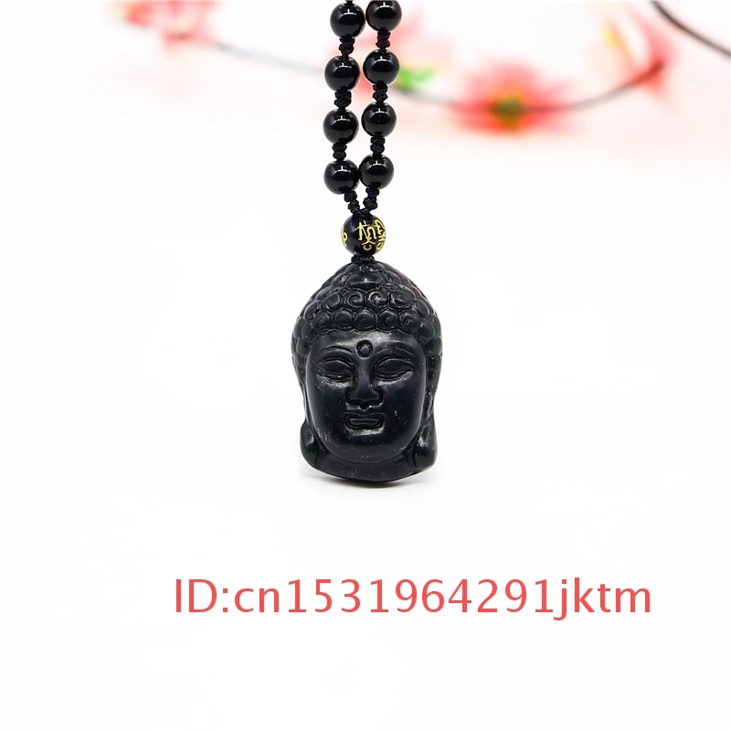 

Нефритовые украшения ожерелье для подарков, модный резной натуральный кулон, черный обсидиан, амулет китайского буддизма