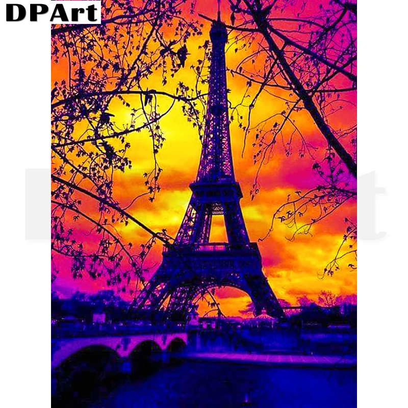 Алмазная живопись полная вышивка квадратная/круглая Эйфелева башня в Париже 5D