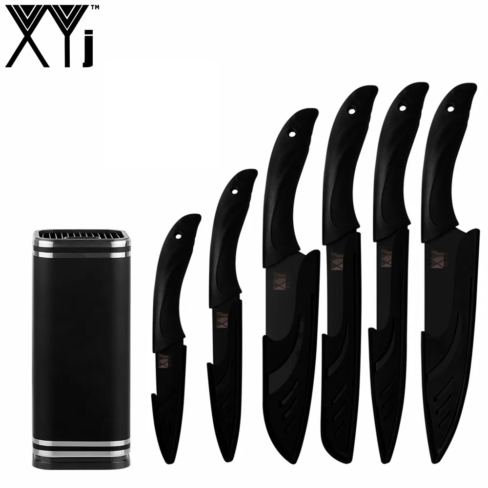 XYJ кухонные ножи с нескользящей ручкой нож из нержавеющей стали черным лезвием 8