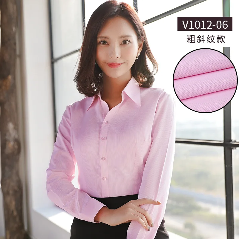 Профессиональная женская рубашка с длинным рукавом v-образный вырез тонкий