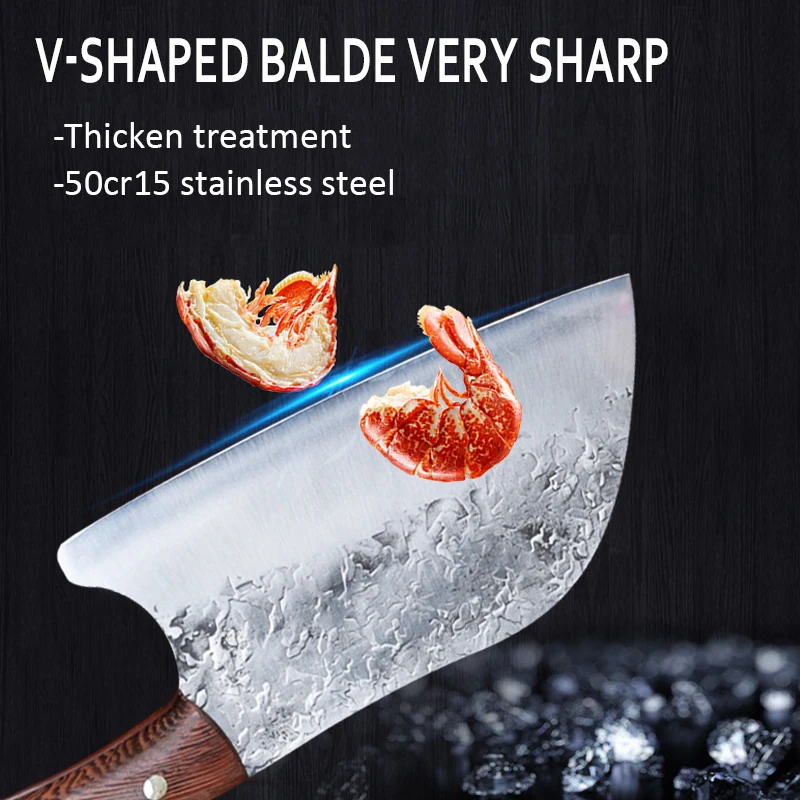 Нож шеф-повара высокопрочный кованый кухонный резец из нержавеющей стали 7