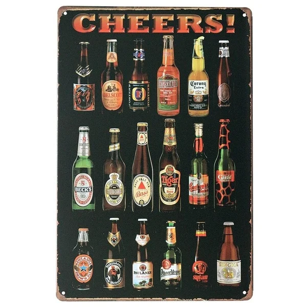 

Metal Bar Wine Beer Cheers Painting Metal Wall Art Shop Pub Wall Tin Sign Plaque