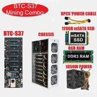 btc s37 mining combo with cpu 8gpu slots ddr3 ram 8g msata ssd 128g power 1850wchassis low power consumption for eth btc
