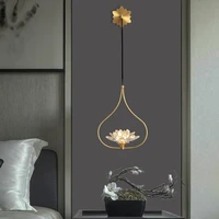 gy new chinese style wall lamp copper creative guest dining room and study room lamp bedside lotus zen monocephalic wall lamp