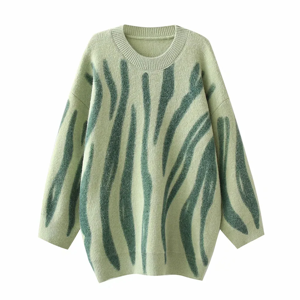 

DYLQFS 2021 новый осенний женский винтажный полосатый свитер Y2K милый вязаный пуловер для девушек женские модные свободные топы с круглым вырезо...