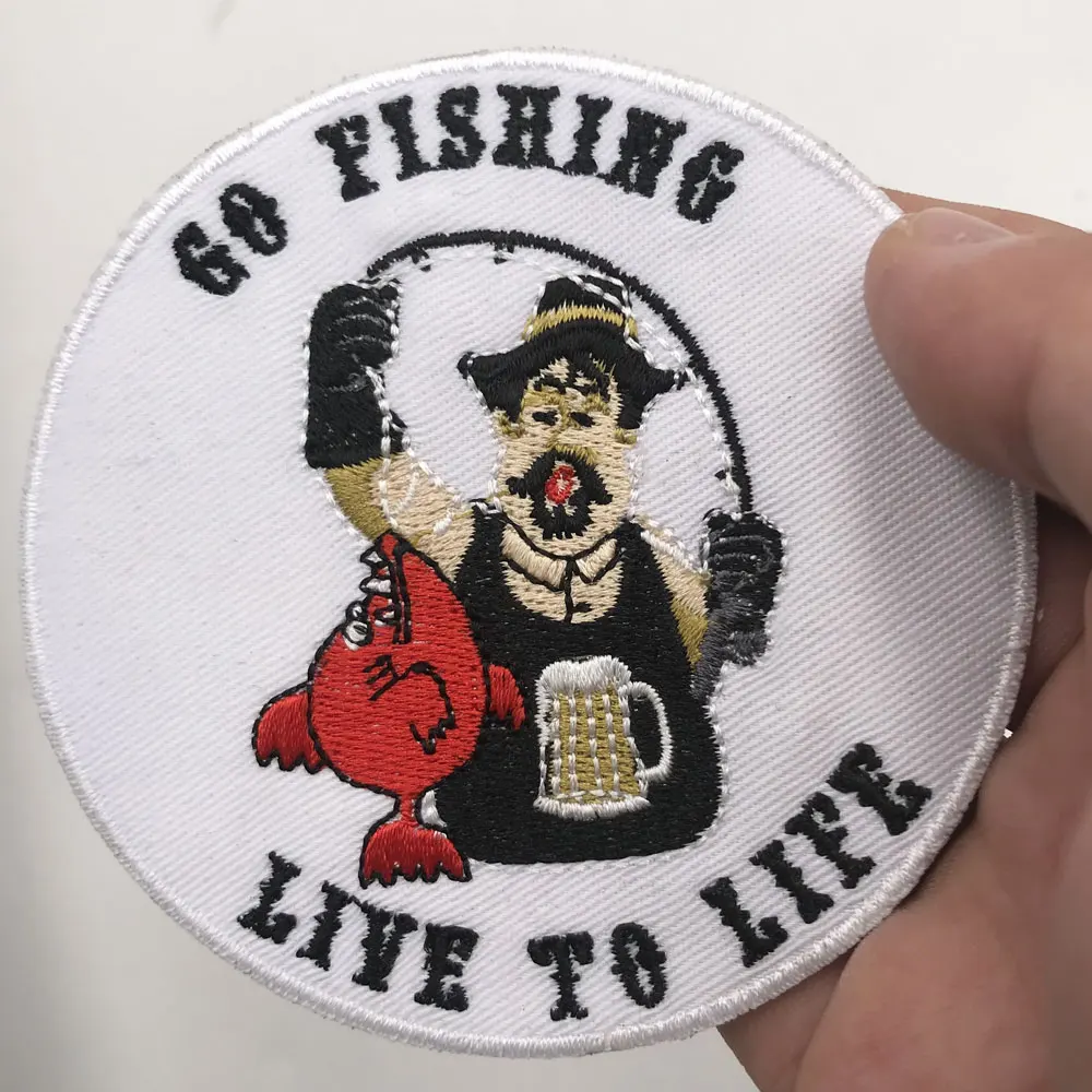 animal 34 GO FISHING патч вышитая аппликация, этикетка для шитья панк байкерские нашивки одежда наклейки аксессуары для одежды значок - Цвет: animal 34