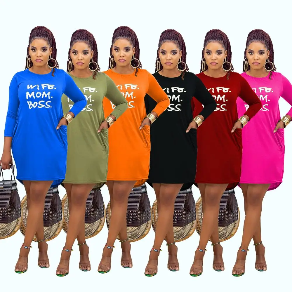 

Autumn Winter Letter Print Women Long Sleeve Tee Slim Dress Dress Streetwear Classic Fashion Dresses vestido feminino