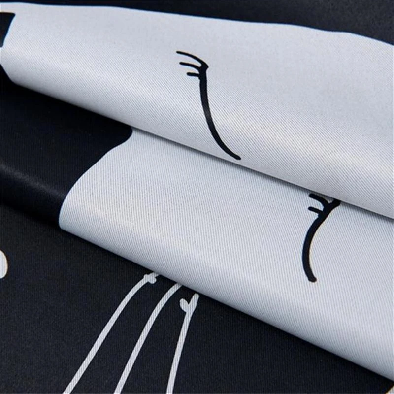 Занавеска с рисунком кота из мультфильма черно-белая для детской комнаты