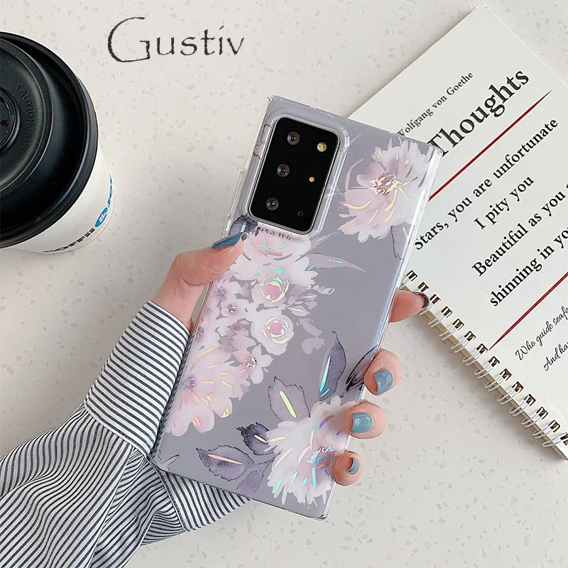 

Luxury Plating Phone Silicone Cover For Samsung Galaxy Note10 pro Note20 Ultra Vintage Flower Pattern for Samsung Note8 9 cover