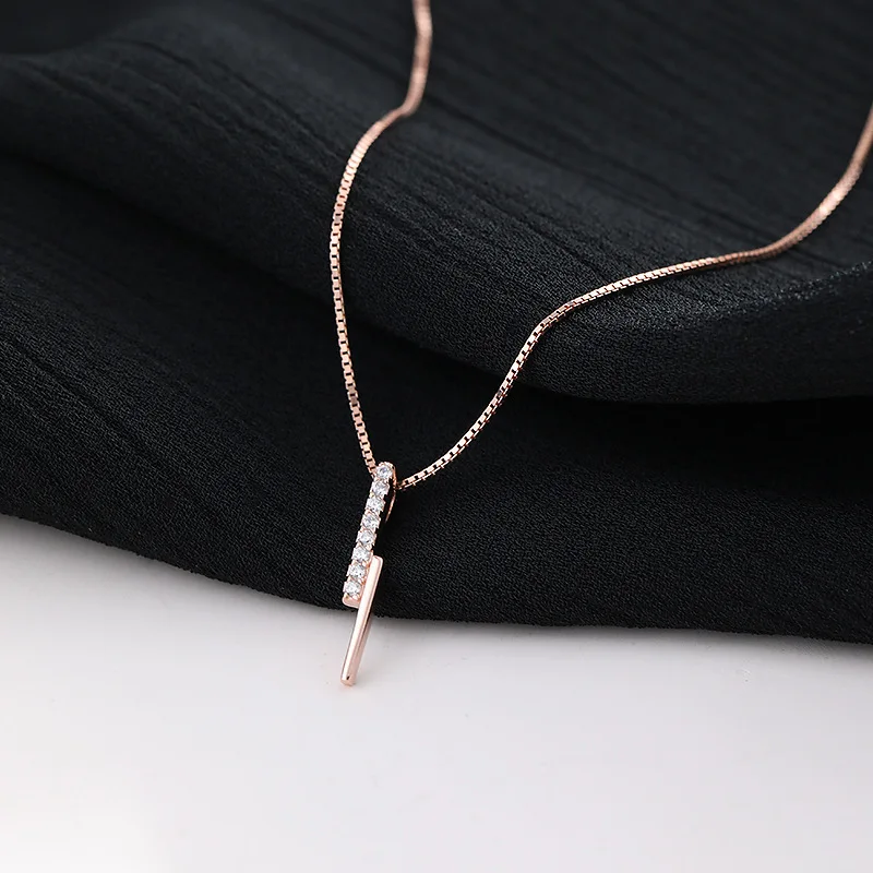 Silvology 925 Sterling Silver Vertical Bar Zircon Necklace for Women Strip Luxury Pendant Festival Jewelry | Украшения и