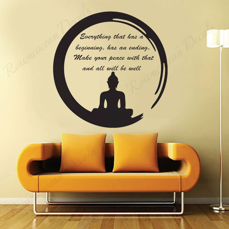 

Religion Yoga Buddha Pattern Wall Sticker Buddhist Inspirational Quotes Vinyl Home Decor Wall Decals Removable Murals 3B66