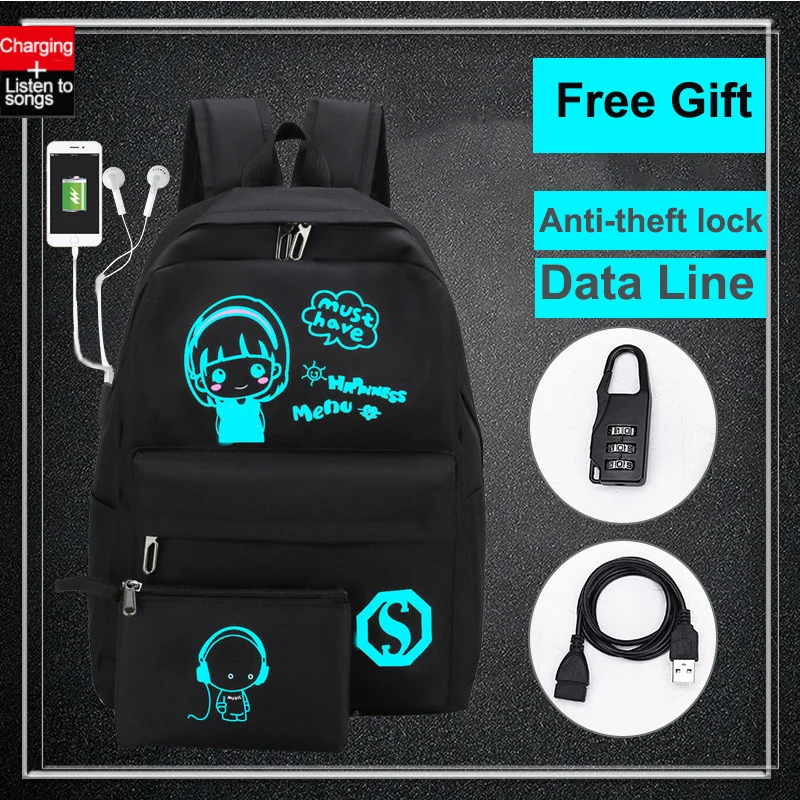 Детские школьные сумки светящийся школьный рюкзак с аниме для мальчиков и