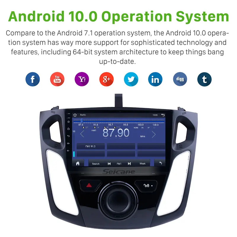 Автомагнитола Seicane 2 + 32 ГБ Android 10 0 для Ford Focus 3 2011 2019 GPS навигация мультимедийный