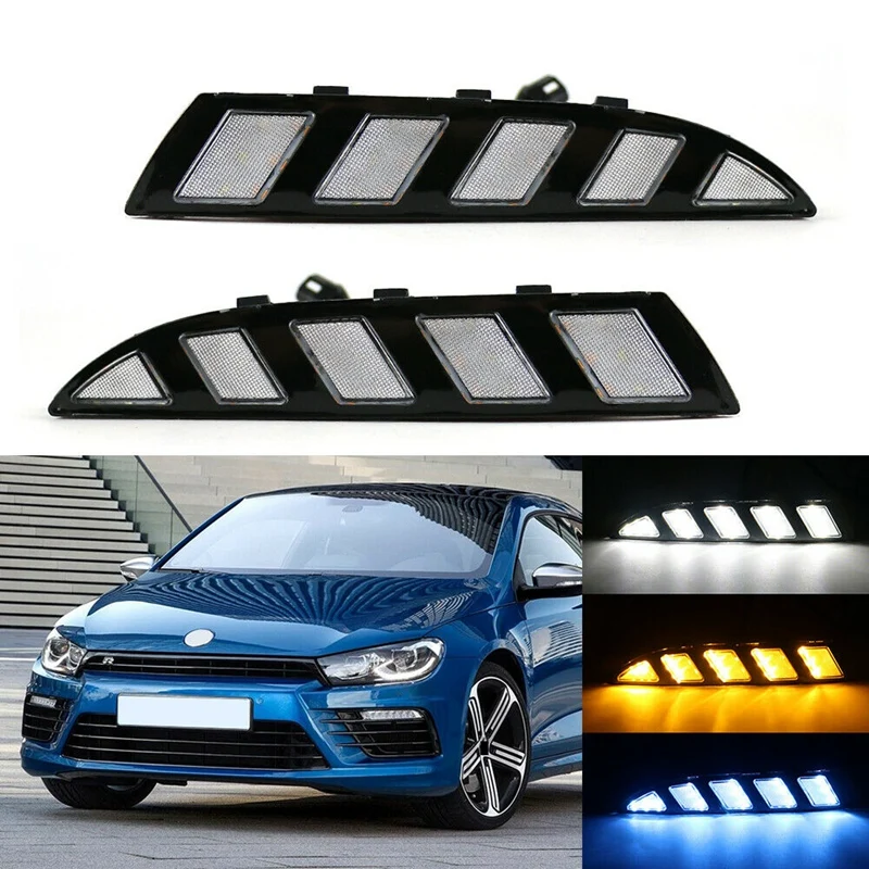 

DHBH-Car LED Daytime Running Lights DRL Fog Lamp Turn Signal for Scirocco 2009-2015